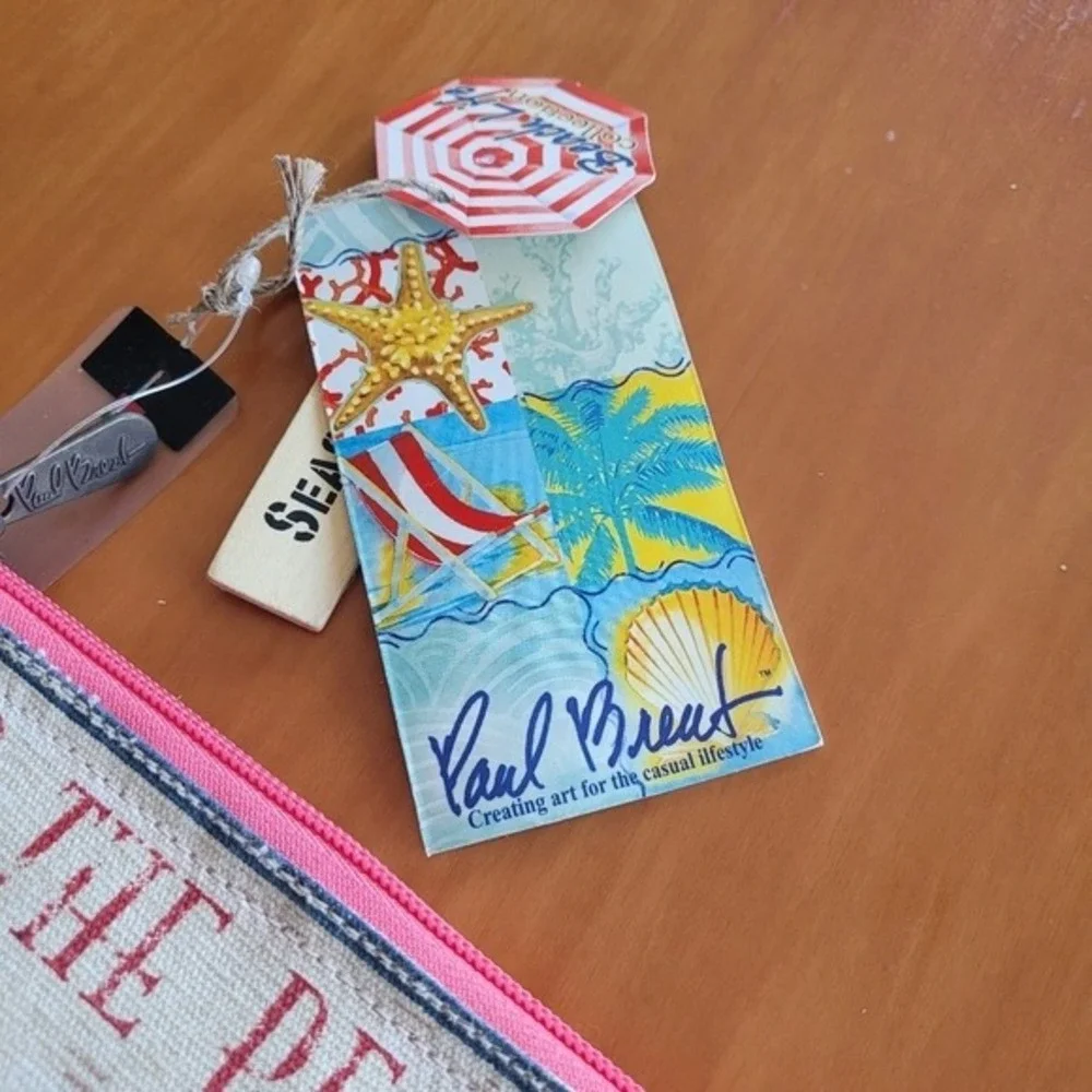 Paul Brent Beach Life To The Beach Tapestry Zipper‎ Pouch Cosmetic Bag NWT